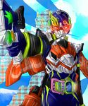  armor bang_bang_shooting_level_2 belt commentary_request gashacon_magnum highres jet_combat_level_3 kamen_rider kamen_rider_ex-aid_(series) kamen_rider_snipe kanako_suddenly rider_gashat shooter_gamer_level_3 wings 