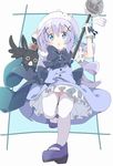  absurdres anko_(gochiusa) blue_eyes blush gloves gochuumon_wa_usagi_desu_ka? hair_ornament highres kafuu_chino looking_at_viewer magical_girl mary_janes no_panties purple_hair shoes tantan_men_(dragon) thighhighs white_gloves white_legwear x_hair_ornament 