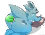  2016 ambiguous_gender anal anal_penetration anthro anthrofied big_butt blue_skin butt computer dildo huge_butt javanshir laptop looking_at_viewer looking_back masturbation nidorina nintendo nude open_mouth penetration pok&eacute;mon pok&eacute;morph raised_tail sex_toy simple_background solo stretched_anus video_games webcam white_background 