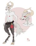 anthro clothed clothing fur hair horn male model_sheet sergal simple_background solo teaksamin teeth 