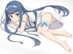  bangs barefoot blue_eyes blue_hair blue_ribbon blunt_bangs blush dress error eyebrows_visible_through_hair feet frilled_dress frills hair_ribbon headband kimagure_blue legs long_hair looking_at_viewer lying md5_mismatch open_mouth original polydactyly ribbon shadow sleeveless sleeveless_dress solo thigh_strap thighs toes very_long_hair white_dress 