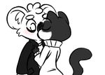  2016 anthro blush clancy_(inkyfrog) clothed clothing disney fan_character inkyfrog kissing koala male male/male mammal marsupial mustelid percy_vison polecat restricted_palette simple_background white_background zootopia 