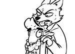  2016 al_(weaver) anthro black_and_white canine caprine clothed clothing disney english_text fan_character hand_on_shoulder inkyfrog licking male male/male mammal monochrome pack_street remmy_cormo shaved sheep simple_background sweat sweatdrop text tongue tongue_out white_background wolf wool zootopia 