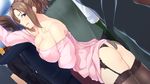  artist_request brown_hair character_request chikan cleavage game_cg long_hair panties skirt source_request tagme 