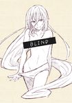  1girl censored female magilou_(tales) monochrome navel panties panty_pull pointy_ears simple_background smile solo tales_of_(series) tales_of_berseria tongue tongue_out topless underwear very_long_hair 