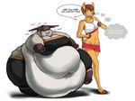  anthro belly big_belly big_breasts big_butt breasts butt clothed clothing duo english_text feline female fur hair lynx mammal masterp123 morbidly_obese obese overweight simple_background snow sweat text thick_thighs white_background wide_hips 
