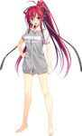  absurdres full_body highres juukishi_cutie_bullet long_hair minami_mayu red_eyes red_hair sleepwear solo transparent_background very_long_hair yuuki_hagure 