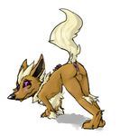  anus ass_up balls butt eeveelution feral flareon male mej nintendo pok&eacute;mon simple_background solo video_games 