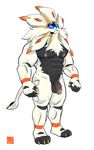  abs anthro anthrofied areola balls barefoot biceps claws feline legendary_pok&eacute;mon lion male mammal mane manly muscular nintendo nipples nude pecs penis pok&eacute;mon rossciaco solgaleo solo standing toe_claws video_games 