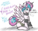  2016 blue_eyes dialogue english_text equine feathered_wings feathers female feral flurry_heart_(mlp) flutterthrash friendship_is_magic fur hair horn mammal multicolored_hair my_little_pony simple_background solo spread_wings text white_background white_fur winged_unicorn wings young 