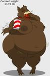  americananomaly_(artist) anthro belly big_belly big_breasts breasts canine digestion female food gurgle looking_at_viewer mammal navel nipples nude overweight solo thick_thighs weight_gain were werewolf 