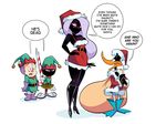  2016 alien angry anthro avian bird breasts christmas cleavage clothed clothing daffy_duck dialogue duck duck_dodgers english_text female group holidays looney_tunes male mammal marvin_the_martian pig porcine porky_pig queen_tyr&#039;ahnee skimpy text thaman toony warner_brothers 
