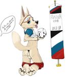  balls butt canine clothing eyewear goggles male mammal mej russian_text saliva solo_focus text tongue tongue_out wolf zabivaka 