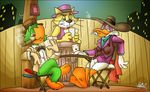  anthro avian beak bird bottomless card cat cigar cigarette city clothed clothing crossover darkwing_duck disney drake_mallard duck feathers feline fence fur green_feathers group hat jacket jos&eacute;_carioca male mammal night outside parrot playing_card smoking table talbaineric top_cat trash_can webbed_feet white_feathers yellow_fur 