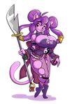  anthro big_breasts breasts cat cleavage clothed clothing feline female joelasko mammal melee_weapon polearm smile solo weapon 