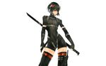  4hands black_hair ghost_in_the_shell kusanagi_motoko red_eyes sword tagme thigh-highs white zettai_ryouiki 