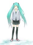  aqua_hair cardigan hatsune_miku kishida_mel long_hair solo thighhighs twintails very_long_hair vocaloid zettai_ryouiki 