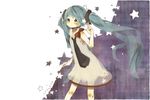  aqua_hair bad_id bad_pixiv_id bow dress hatsune_miku long_hair meisa necktie solo star tears twintails very_long_hair vocaloid 