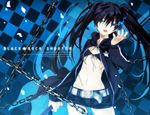 black_hair black_rock_shooter black_rock_shooter_(character) blue_eyes long_hair midriff ress scar solo twintails 