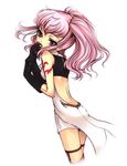  anya_alstreim back bad_id bad_pixiv_id code_geass gloves knights_of_the_round_uniform looking_back mizunomoto pink_hair red_eyes solo tattoo 