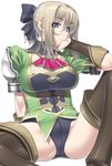  alternate_costume blonde_hair blue_eyes boots breasts cassandra_alexandra covered_nipples gloves kansuke large_breasts necktie pink_neckwear solo soulcalibur spread_legs thigh_boots thighhighs 