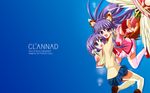  animal_ears bad_id bad_pixiv_id blue_eyes clannad fang fujibayashi_kyou fujibayashi_ryou hikarizaka_private_high_school_uniform long_hair magical_girl multiple_girls naka_noboru purple_eyes purple_hair school_uniform siblings sisters skirt tail thighhighs twins wallpaper wand white_legwear zettai_ryouiki 