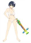  1girl bikini blue_eyes blue_hair breasts hair_ornament large_breasts official_art senran_kagura senran_kagura_(series) short_hair tagme underboob yozakura_(senran_kagura) 