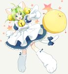  :d animal_ears animal_hat apron bell bow cako_asida cat_hat cat_tail dejiko di_gi_charat dress gema gloves green_eyes green_hair hair_ornament hat jingle_bell looking_at_viewer maid_apron open_mouth paw_gloves paw_shoes paws pointing ribbon shoes short_hair simple_background smile solo star tail tail_bow tail_ribbon 