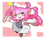  aritst_request cat cat_busters character_request furry green_eyes long_hair open_mouth pink_hair twintails 
