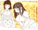 2girls breasts brown_eyes brown_hair dress female large_breasts minoan multiple_girls necklace nipples original shizuoka_(bl09) small_breasts tagme 