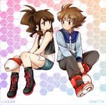  1boy 1girl black_(pokemon) chikorita85 commentary creatures_(company) english_commentary game_freak luo-qin nintendo pokemon pokemon_special white_(pokemon) 