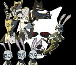  2016 anthro black_eye canine clothed clothing disney eyewear fan_character gas_mask group gun handgun holding_object holding_weapon jack_savage lagomorph male mammal mask rabbit ranged_weapon running submachine_gun sunglasses weapon wolf yitexity zootopia 