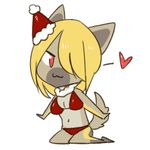  artist_request bikini blonde_hair borrowed_character chibi christmas_hat dog furry red_eyes short_hair 