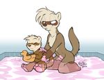  age_difference aged_down anthro bathing cub duo eyes_closed featureless_crotch ferret housepets! keene_(housepets!) kneeling mammal mother mother_and_son mustelid nude parent partially_submerged rick_griffin rubber_duck signature sitting size_difference smile son suds young 