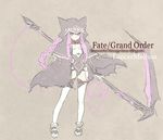  animal_hood artist_name bare_legs black_cape braid cape cat_hood character_name collar dog_collar fate/grand_order fate_(series) full_body holding holding_weapon hood konoe_ototsugu leotard long_hair looking_at_viewer medusa_(lancer)_(fate) muted_color purple_eyes purple_hair rider scythe shoes single_braid solo twitter_username very_long_hair weapon 