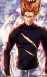  1boy blue_eyes colored garou_(one-punch_man) looking_at_viewer muscle one-punch_man smile solo standing torn_clothes 