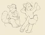 aiko_(itna) anthro dancing drunk duo eyes_closed in_the_new_age male mammal monochrome motion_lines nude pawpads raccoon rear_view rick_griffin rikitakawi sitting sketch stare 