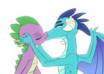  crossgender dragon female female/female friendship_is_magic kissing my_little_pony princess_ember_(mlp) siansaar simple_background spike_(mlp) white_background 