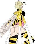  1girl ass back bee_girl butt_crack colored insect_girl inui_takemaru kiira_(monster_musume) monster_girl monster_musume_no_iru_nichijou okayado panties panties_down short_hair solo 