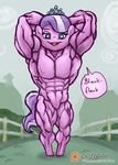  anthro anthrofied body_builder call_of_the_cutie crown cub diamond_tiara_(mlp) exhibitionism female flat_chested friendship_is_magic hyper hyper_muscles looking_at_viewer muscular muscular_female my_little_pony nipples outside patreon pose public_nudity pussy scene_interpretation smudge_proof solo tiara young 