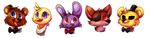  animatronic avian bear bird bonnie_(fnaf) canine chica_(fnaf) chicken eye_patch eyewear five_nights_at_freddy&#039;s fox foxy_(fnaf) freddy_(fnaf) golden_freddy_(fnaf) hat jetjetj_(artist) lagomorph machine mammal rabbit robot top_hat video_games 