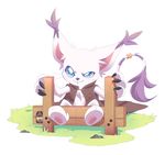  ambiguous_gender blue_eyes cat claws clothing digimon feet feline fur gatomon iguky looking_at_viewer mammal simple_background smile solo stocks tail_ring white_fur 