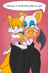  anthro bat bulge canine clothing dickgirl duo eyeshadow fox intersex legwear makeup male mammal miles_prower mobian_(species) multi_tail penis_outline rapps rouge_the_bat sonic_(series) tights wings 