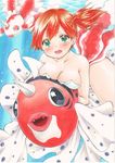  1girl ariso_chuma big_ass big_breasts goldeen goldeen_(cosplay) green_eyes kasumi_(pokemon) orange_hair pokemon seaking side_ponytail thighs underwater 