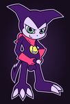  balls claws clothing cum digimon erection gloves green_eyes humanoid_penis imp impmon looking_at_viewer male masturbation neckerchief penis simple_background slightly_chubby solo ultilix 