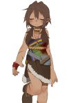  blood brown_hair dark_skin eyes_closed female injury jewelry low_twintails necklace ootorii_bisetsu pointy_ears scar shoes solo transparent_background twintails 