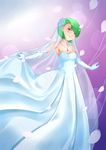  alternate_species aquamarine-39 armpits blush breasts bride clothing dress female flower gardevoir gloves green_hair hair hair_over_eye human humanized jewelry looking_at_viewer mammal necklace nintendo personification plant pok&eacute;mon red_eyes smile solo veil video_games wedding_dress 