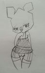  anthro bear blush cartoon_network clothing eyelashes female legwear lingerie looking_at_viewer mammal monochrome paper pussy simple_background solo standing stockings teri_(tawog) the_amazing_world_of_gumball traditional_media_(artwork) unknown_artist 