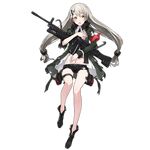  armband belt bipod black_scarf eyebrows eyebrows_visible_through_hair full_body girls_frontline green_jacket gun h&amp;k_mg4 hair_ornament hairclip heckler_&amp;_koch holding holding_gun holding_weapon holster jacket long_hair long_legs looking_at_viewer machine_gun mg4_(girls_frontline) necktie neco official_art open_mouth scarf shirt shorts skinny solo standing standing_on_one_leg star star_print strap thigh_holster torn_clothes torn_jacket torn_scarf torn_shirt torn_shorts transparent_background twintails weapon white_shirt 