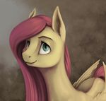  2015 badday28 equine feathered_wings feathers female feral fluttershy_(mlp) friendship_is_magic fur green_eyes hair mammal my_little_pony pegasus pink_hair portrait smile solo wings yellow_feathers yellow_fur 